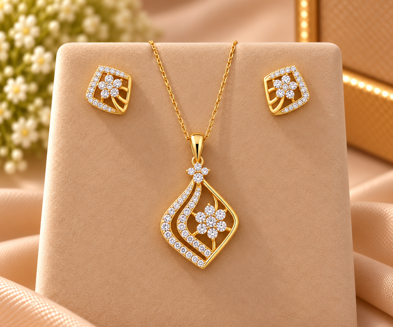 Elegant Gold Diamond Jewelry Set